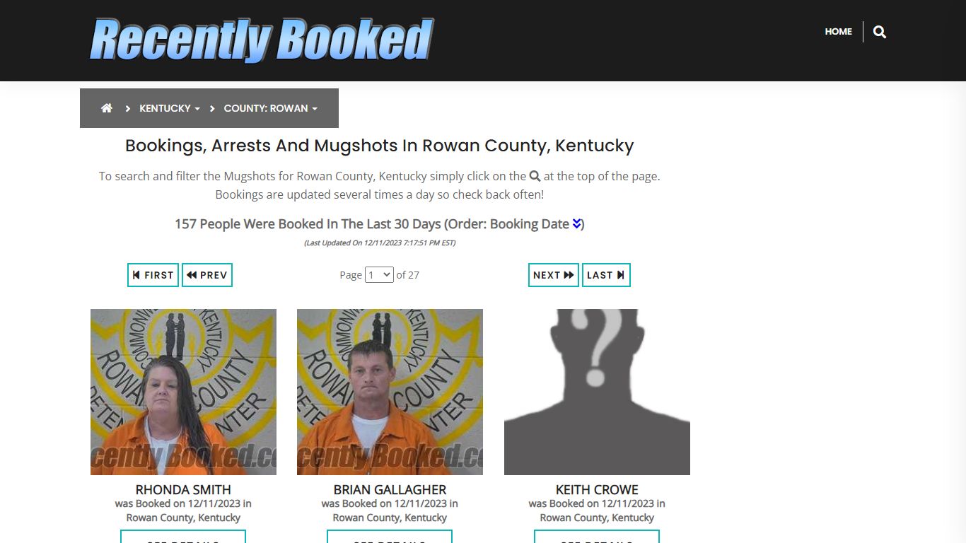 Bookings, Arrests and Mugshots in Rowan County, Kentucky - Recently Booked